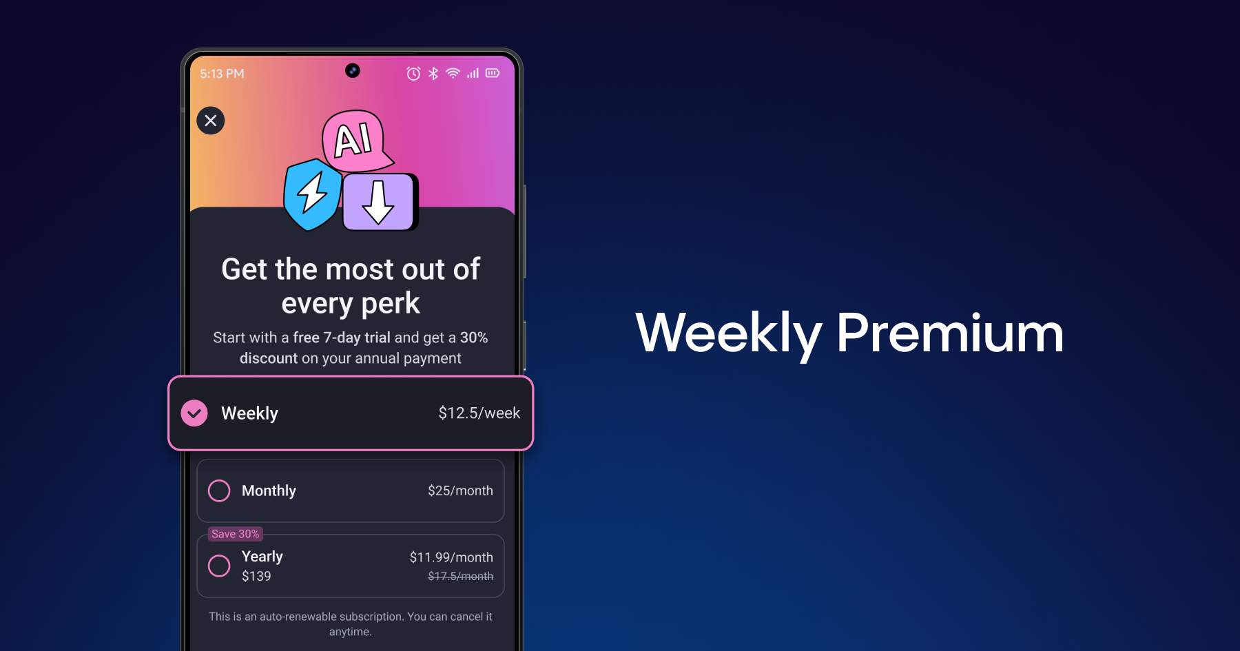 A new one-week Premium plan - short-term access when you need it