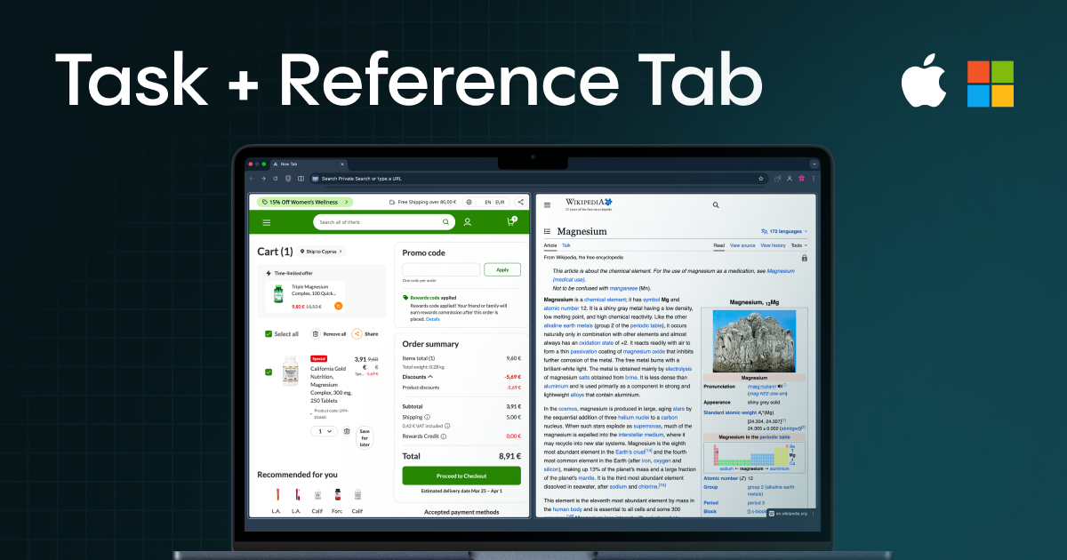 Split your current job to two screens in Aloha Browser