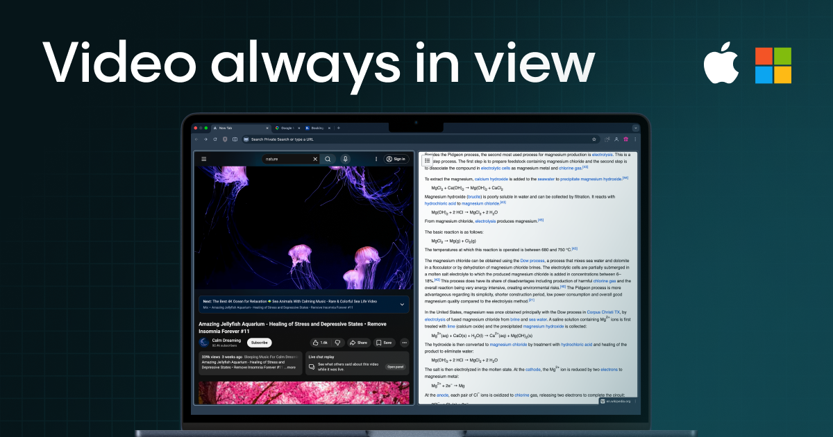 Watch the video on one screen while continuing to write on another