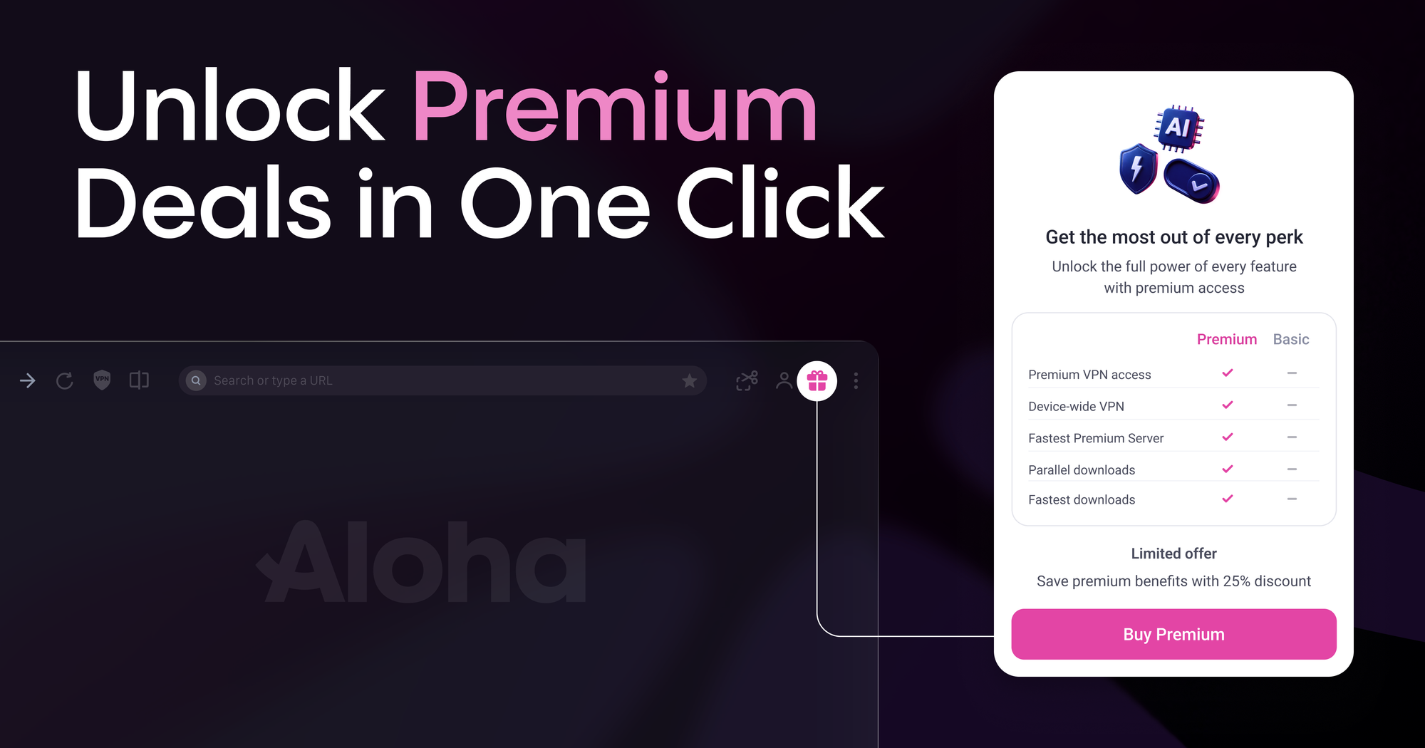 Unlock Premium Deals in One Click in Aloha Browser