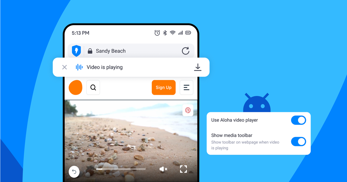 Presenting Media Toolbar in Aloha on Android