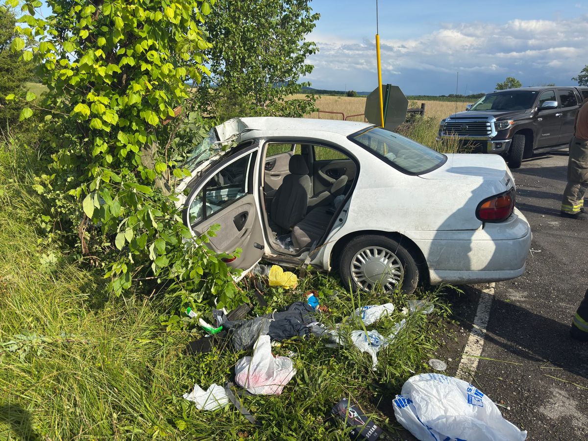 Driver plows into pole