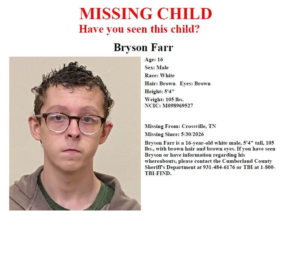 TBI Looking for Missing Crossville Teen