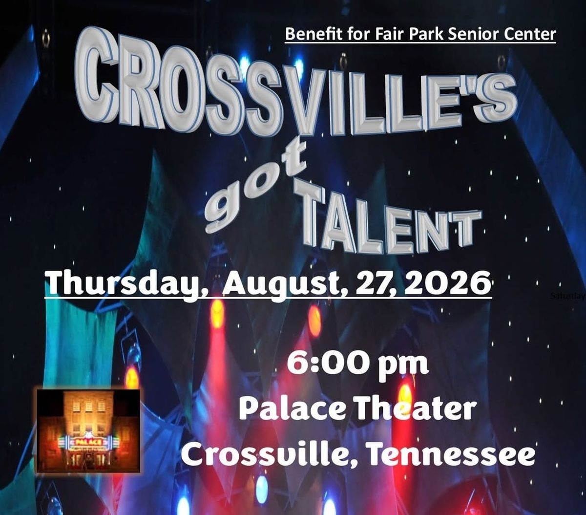 Get Tickets Now for Crossville’s Got Talent, Thursday, August 27, 6 pm at the Palace Theatre!