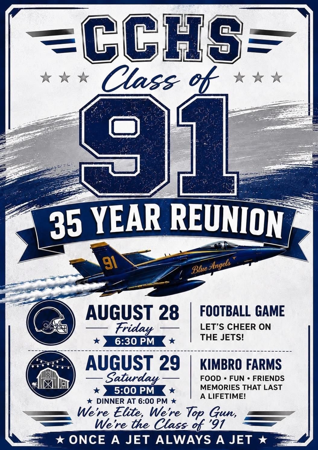 RSVP Now for CCHS Class of 1991 Reunion August 28 & 29, 2026
