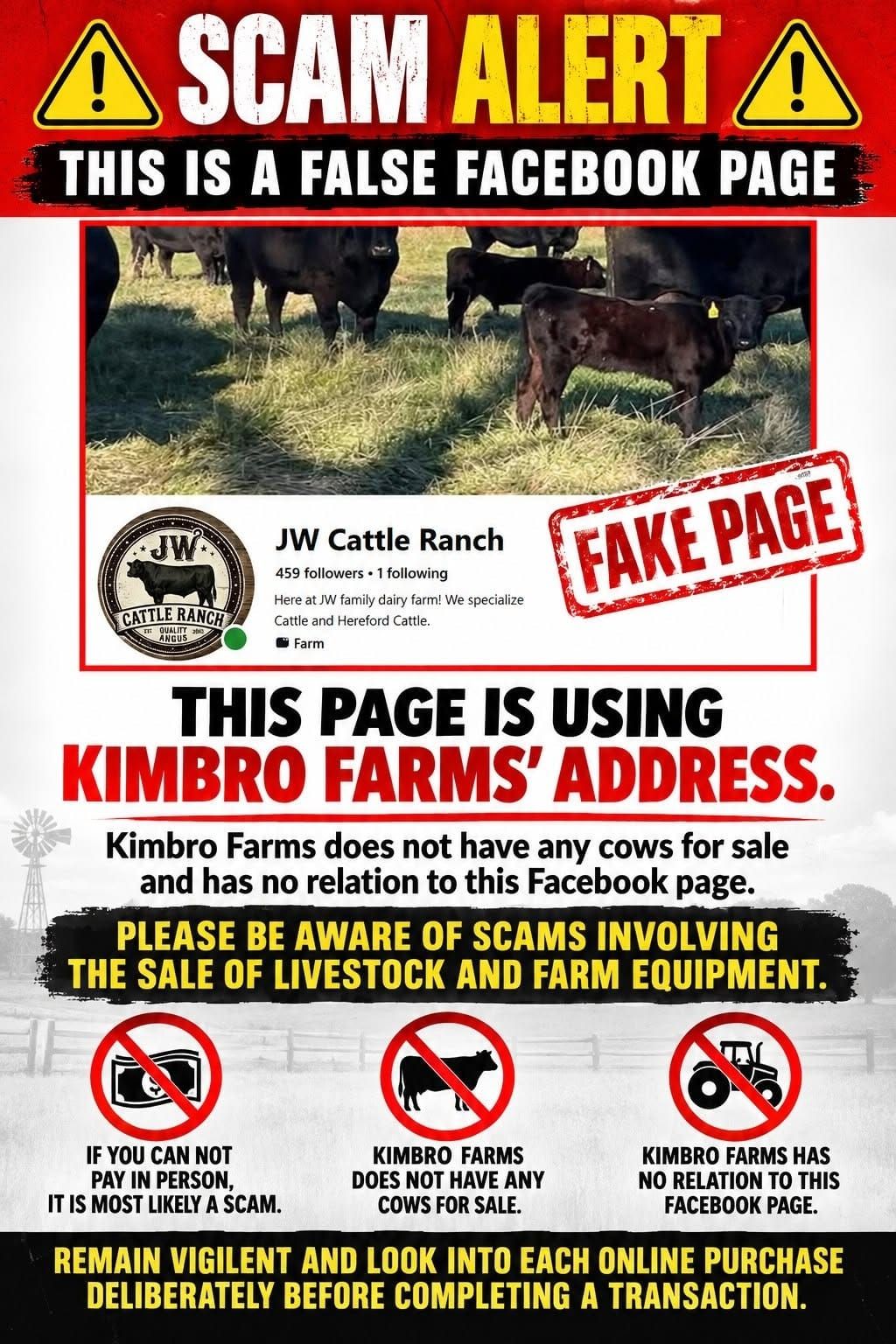 Cumberland County Sheriff’s Office Warns of Scam Cattle Facebook Page