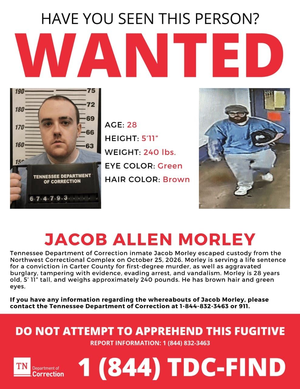 Search Continues For Escaped Carter County Prison Inmate