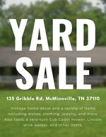 4 family Yard Sale at The Glenn Cottage on April 23rd & 24th
