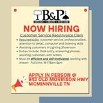 Hiring: Customer Service Rep/Invoice Clerk