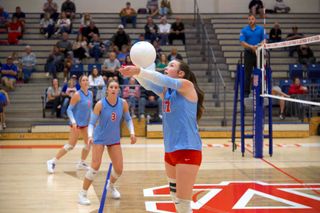 Lady Pioneers ground Red Hawks in four sets