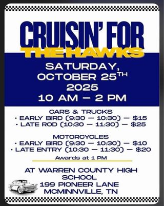 Cruisin’ for the Hawks set for Oct. 25