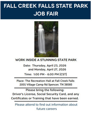 JOB FAIR - Fall Creek Falls State Park