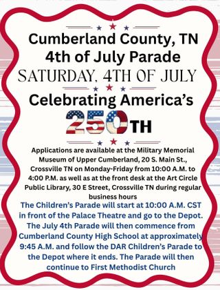 Celebrate America’s 250th at the July 4th Parade in Crossville!