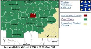 FLOOD WATCH REMAINS IN EFFECT FOR MIDDLE TN FROM THURSDAY AFTERNOON THROUGH SUNDAY AFTERNOON, 7/9/26 – 7/12/26