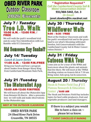 Sign Up Today for Obed River Park Outdoor Classroom Events!