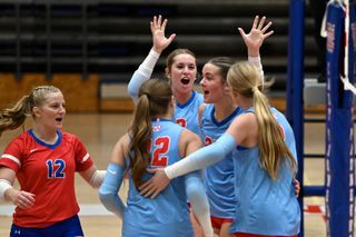 Lady Pioneers cook up five-set thriller over Cavs