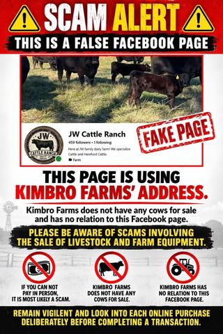 Cumberland County Sheriff’s Office Warns of Scam Cattle Facebook Page