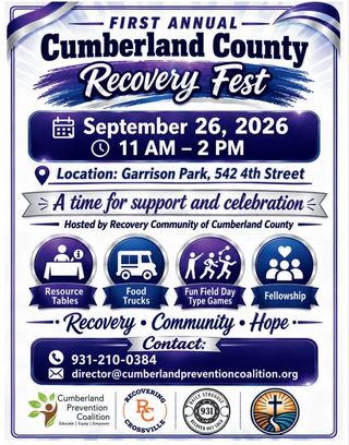 Don’t Miss the First Annual Cumberland County Recovery Fest Saturday, September 26, 2026 at Garrison Park!