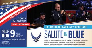 FREE Concert! US Air Force Band of Mid-America Salutes Veterans Nov. 9th at Palace Theatre in Crossville!