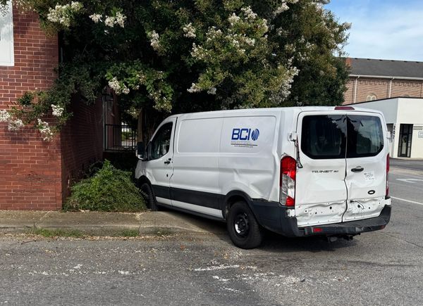 Van, truck collide downtown