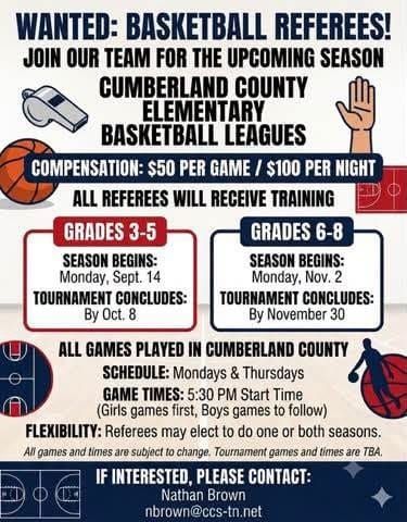 Basketball Referees Wanted for Elementary Leagues