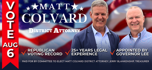 District Attorney Matt Colvard Seeks to Continue Serving Tennessee's 31st Judicial District