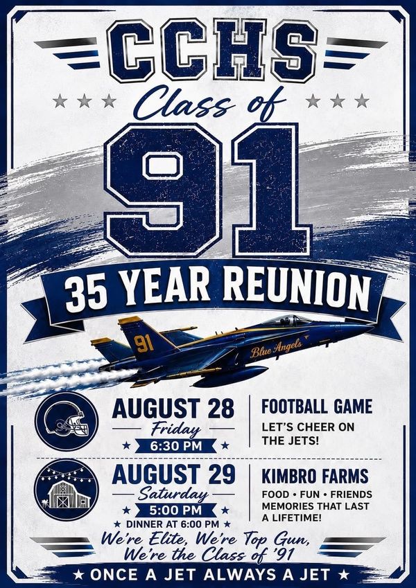 RSVP Now for CCHS Class of 1991 Reunion August 28 & 29, 2026