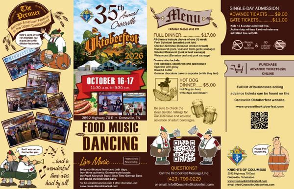 35th Annual Crossville Oktoberfest! Oct. 16th & 17th at Knights of Columbus Grounds