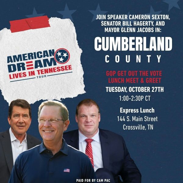 "American Dream Lives in Tennessee Tour" to stop at Express Lunch in Crossville on Tuesday, October 27th