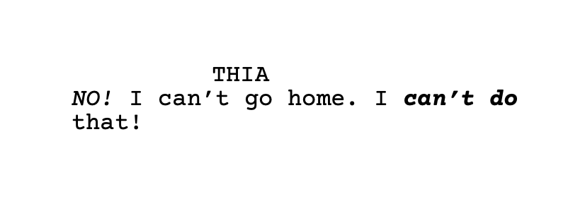 That same text rendered in rich text with the words "NO!" and "can't do" in italics, and the words "can't do" also in bold. 