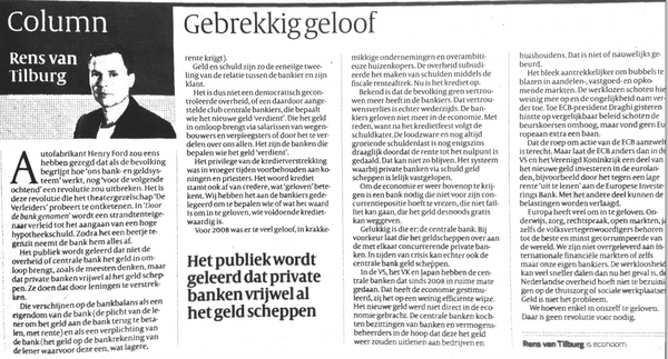 We hebben een bank nodig die geld desnoods gratis kan weggeven