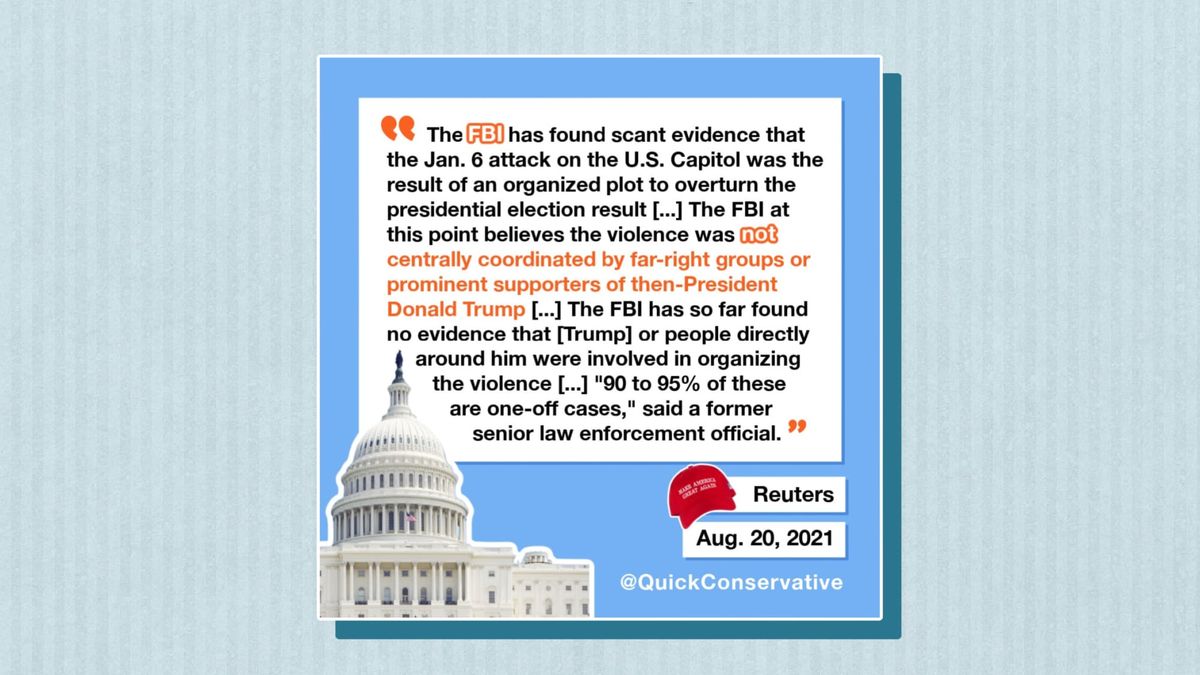 FBI: Jan. 6 Violence Not Organized by Trump or Prominent Supporters