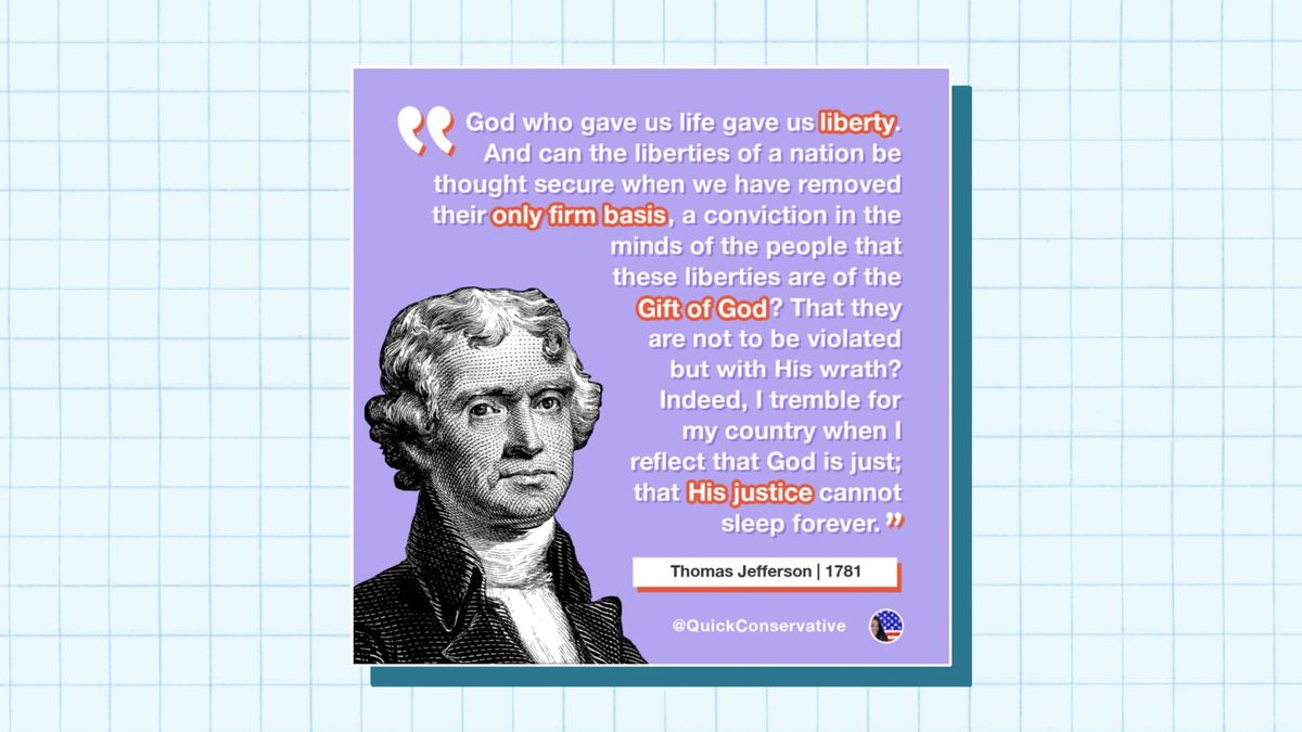 Jefferson: "God Who Gave Us Life Gave Us Liberty"