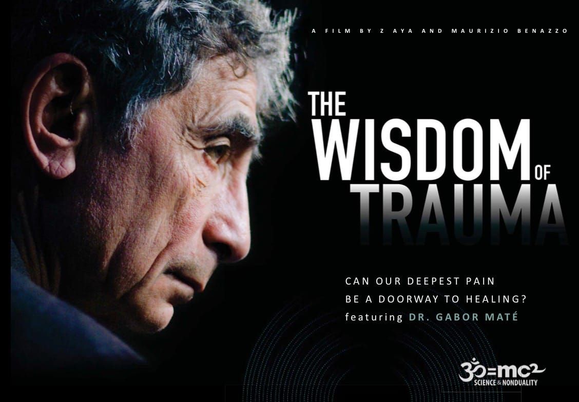 film poster for "the wisdom of trauma" featuring dr. gabor maté in profile