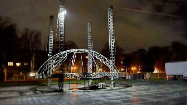 Setting up the NoFit State Circus Tent