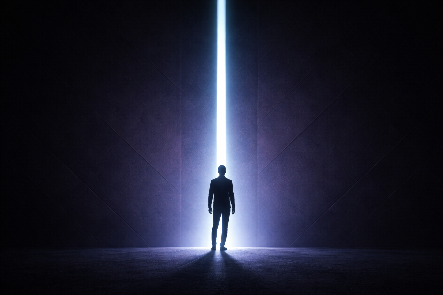 A man about to enter another reality. No intermediary zone in between. 