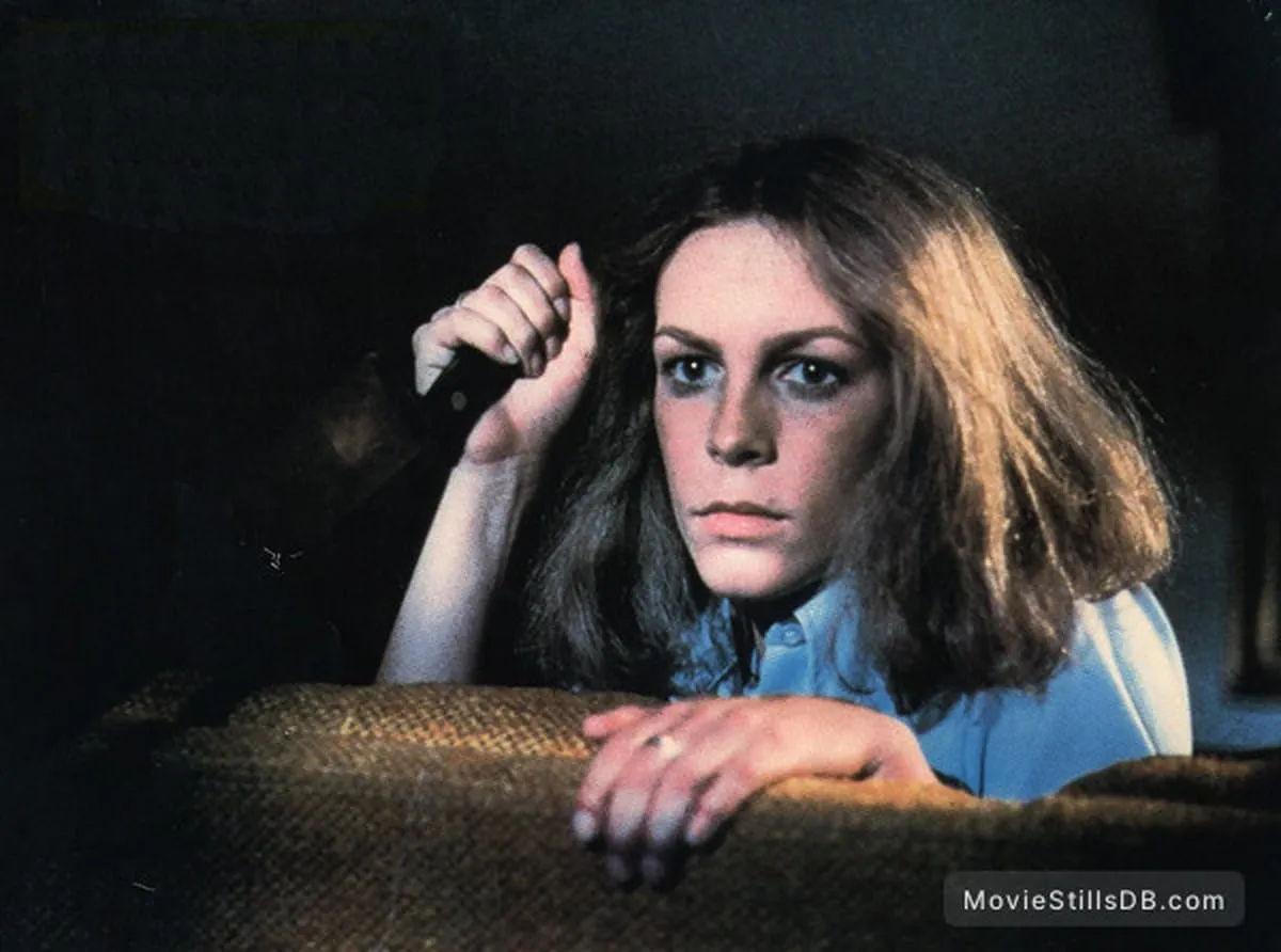 Laurie Strode in Halloween (1978), official publicity still of Jamie Lee Curtis
