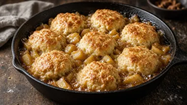 Skillet Apple Cobbler With a Pantry Biscuit Top