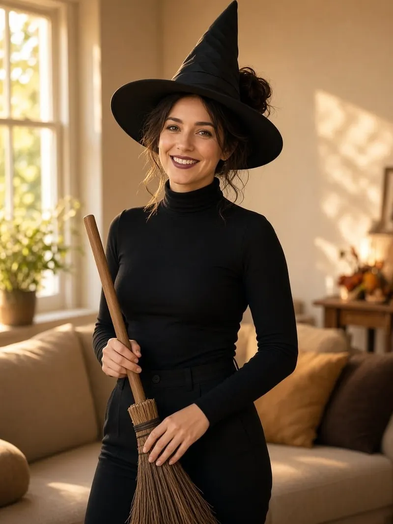 Last-Minute Witch or Black Cat Costume From What You Already Own