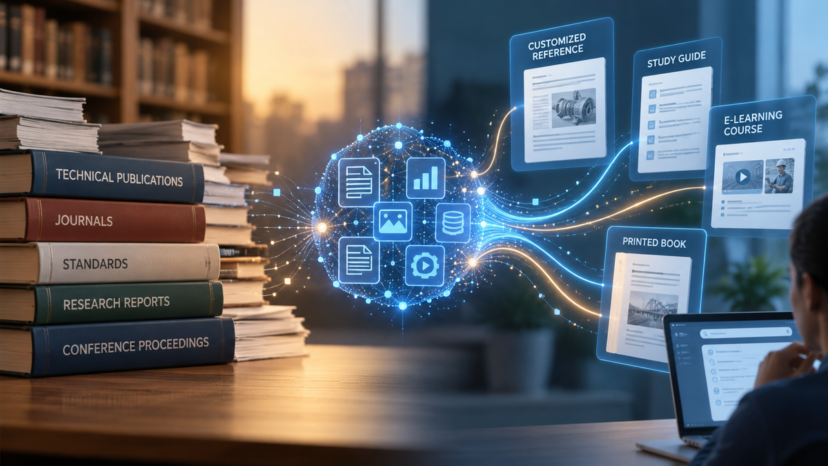 Traditional association publications transformed into personalized learning resources through an AI-powered knowledge hub.
