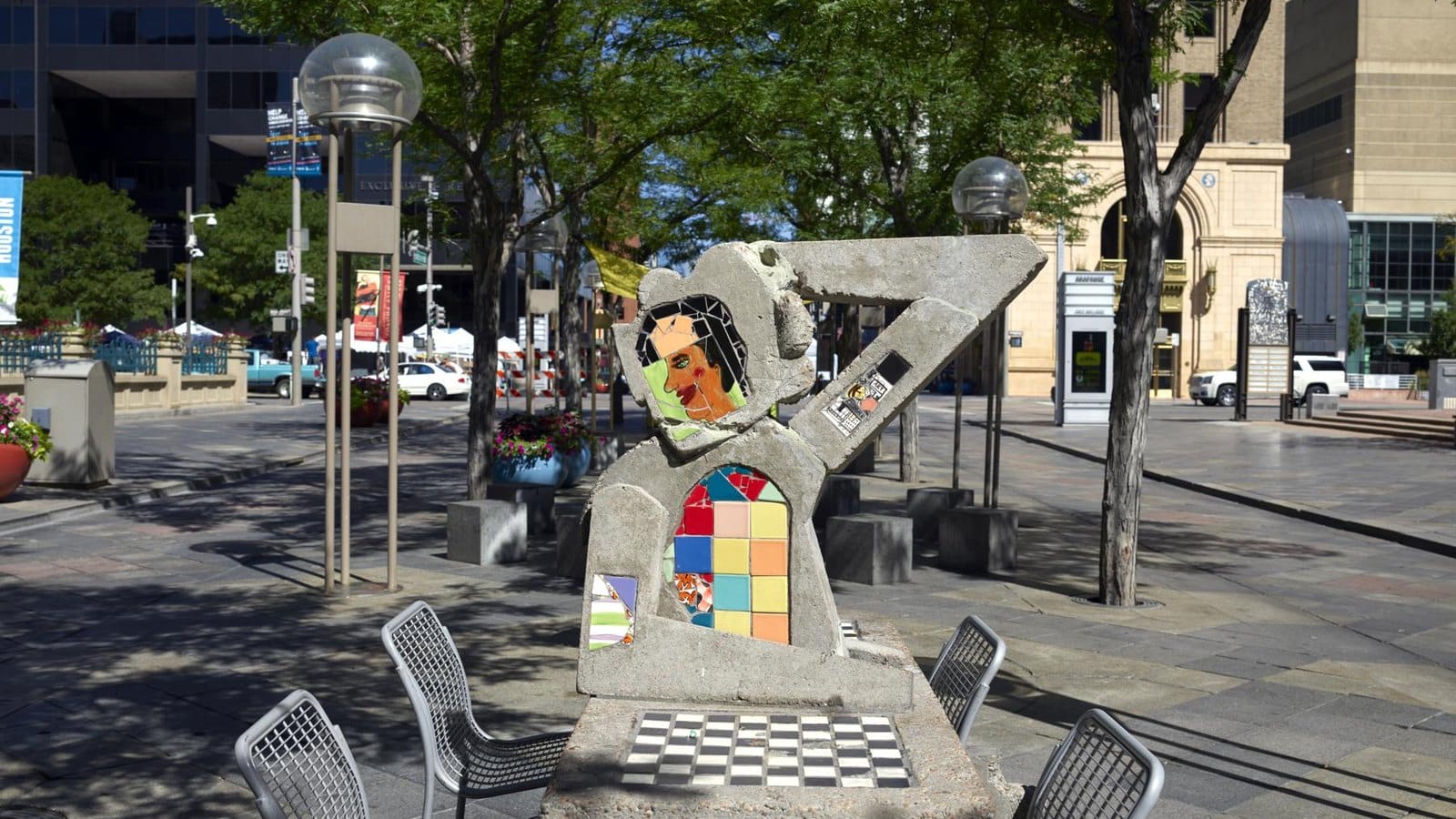A chess game on Denver's 16th Street Mall