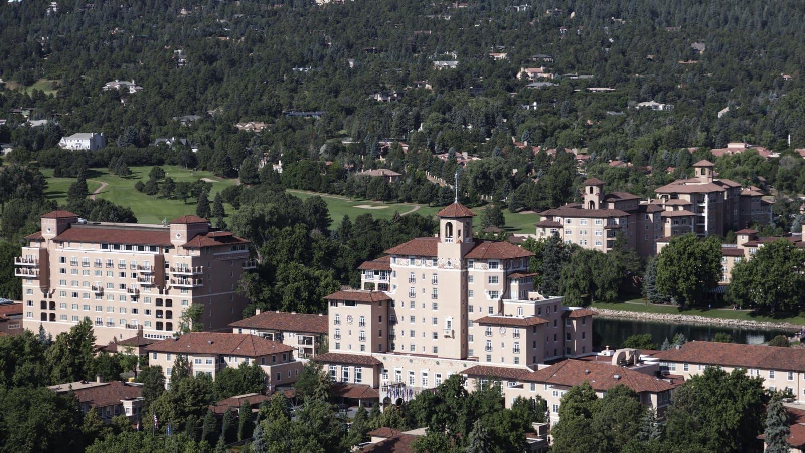 The Broadmoor in Colorado Springs from the air