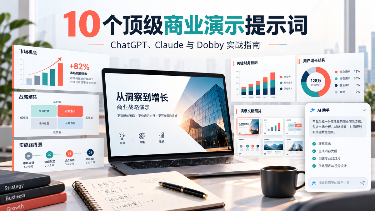 ChatGPT、Claude 与 Dobby 生成商业演示文稿的工作台