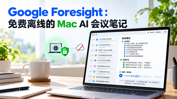 Google Foresight 在 Mac 本机离线完成会议转录、摘要和 AI 笔记
