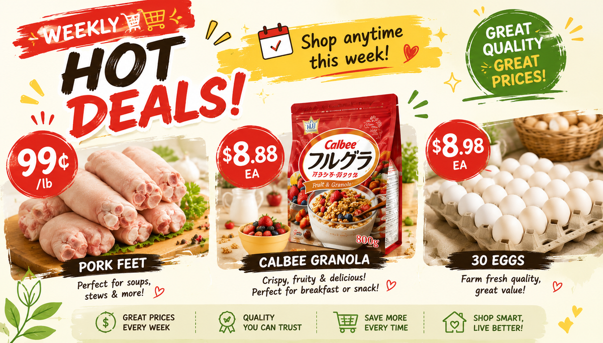 多伦多超市周好价：猪手99¢/lb 卡乐比麦片$8.88 鸡蛋30个$8.98（2026年6月19-25）