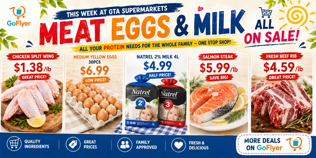 Toronto Protein Power Deals: Natrel Milk 4L $4.98, Chicken Wings $1.38/lb, Atlantic Salmon $5.99/lb (July17-23 2026)