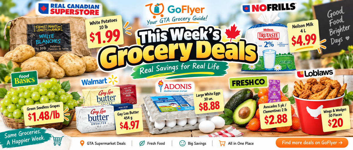 GTA Grocery Deals This Week: 10 lb Potatoes $1.99, 4L Milk $4.99 and Grapes $1.48/lb