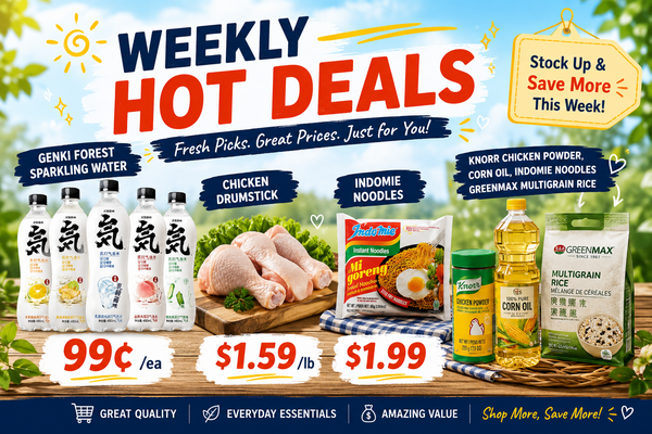 Toronto Weekly Hot Deals: Genki Forest Sparkling Water 99¢, Chicken Drumstick $1.59/lb, Indomie Noodles $1.99 (July3-9 2026)