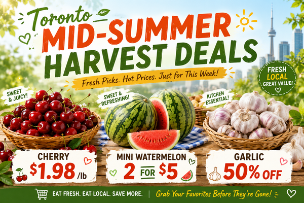 Toronto Mid-Summer Harvest Deals: Cherry $1.98/lb, Mini Watermelon 2 for $5, Garlic 50% Off (July3-9 2026)