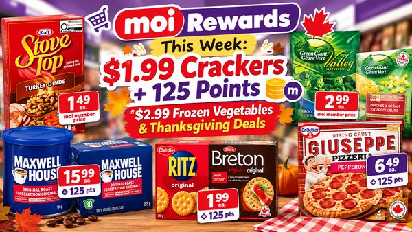 Moi Rewards This Week: $1.99 Crackers + 125 Points, $2.99 Frozen Vegetables & Thanksgiving Deals